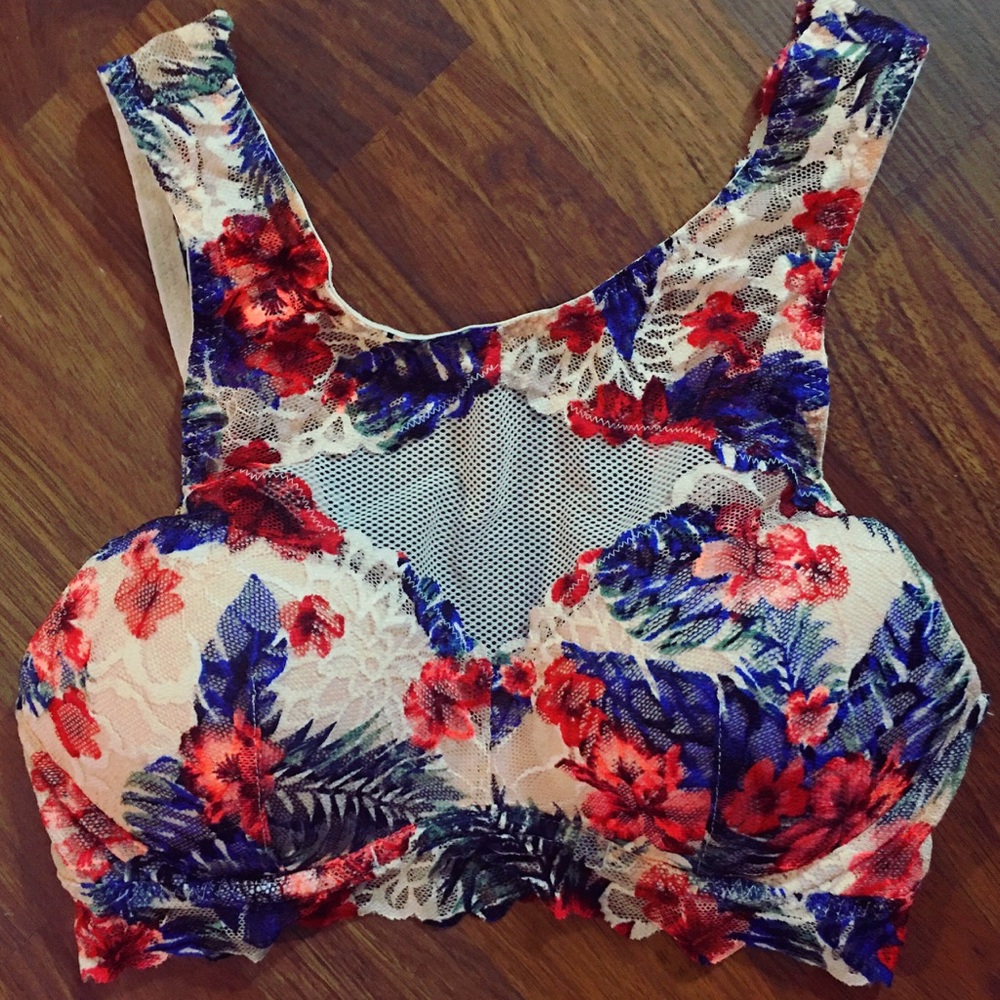 Tropical Lace & Mesh, high-neck, push-up bralette